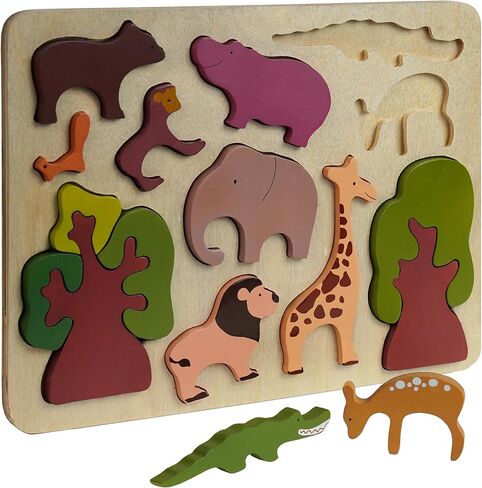 Chippi & Co Wooden Puzzles For Toddlers 1-3, Peg Puzzles For Toddlers, Baby First Puzzle Animal 12-18 Months, Montessori Early Development Learning Toy, Christmas Gifts For Mom, Dad To Be in Saudi Arabia