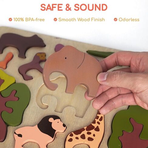 Chippi & Co Wooden Puzzles For Toddlers 1-3, Peg Puzzles For Toddlers, Baby First Puzzle Animal 12-18 Months, Montessori Early Development Learning Toy, Christmas Gifts For Mom, Dad To Be in Saudi Arabia