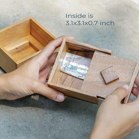 BSIRI Magic Sliding Box- Secret Box Brain Teaser Wooden Puzzle Boxes with Hidden Compartments. Ideal Mystery Box, Money Box, Jewelry Box, 3D Puzzle Lock Box, Gift Card, and Money Puzzle Box in Saudi Arabia