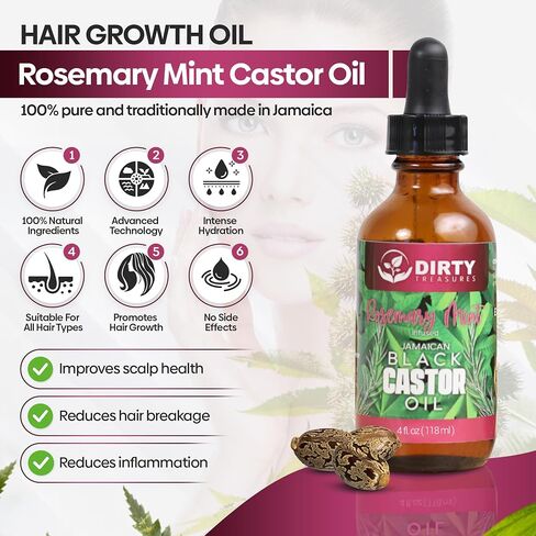 Rosemary Mint Castor Oil for Hair Growth and Scalp Treatment | Jamaican Black Castor Oil Hair Growth Oil (4 Ounce) in Saudi Arabia