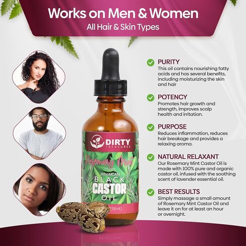 Rosemary Mint Castor Oil for Hair Growth and Scalp Treatment | Jamaican Black Castor Oil Hair Growth Oil (4 Ounce) in Saudi Arabia