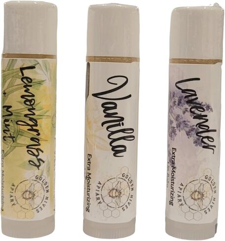 Golden Hives Apiary Extra Moisturizing Lip Balm With Raw Beeswax & Organic Cocoa Butter-Variety Packs (The Classics-Lemongrass+Mint, Vanilla, Lavender) in Saudi Arabia