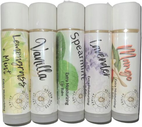 Golden Hives Apiary Extra Moisturizing Lip Balm With Raw Beeswax & Organic Cocoa Butter-Variety Packs (The Classics-Lemongrass+Mint, Vanilla, Lavender) in Saudi Arabia