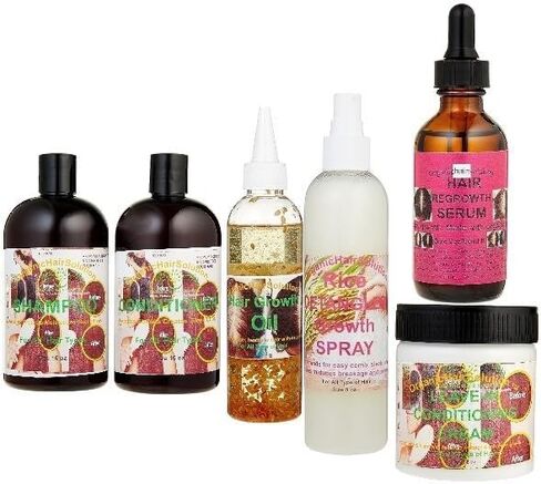 Organic Hair Solution- Hair Growth Gift Set For Stronger, Thicker Longer Hair-for Split Ends and Dry Scalp With Jojoba seed- Peppermint, Mango butter,Mustard-Castor-Tea Tree-Argan-Avocado-(pack of 6) in Saudi Arabia