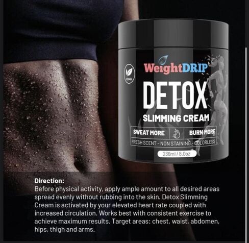 Detox Slimming Vegan Handmade Sweat Enhancing Lotion - Sweat Activated Slimming Lotion for Women and Men Body Fat burning Flat Belly Cream-Revitalizing Coconut oil and Essential oil Infused in Saudi Arabia