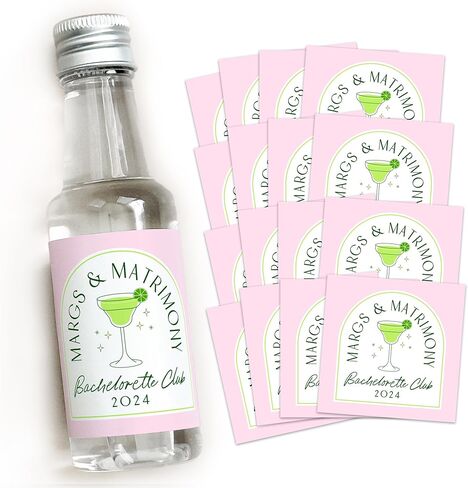 ملصقات المشروبات الكحولية لحفلات العزوبية من Margs and Matrimony - هدايا مخصصة لحفلات العزوبية، مارجريتا العازبة، المكسيك العازبة، هدايا حفلات الخطوبة، تيكيلا الزفاف (وردي) in Kuwait