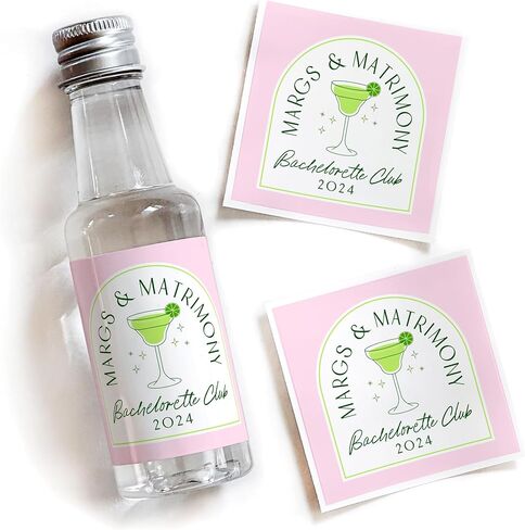 ملصقات المشروبات الكحولية لحفلات العزوبية من Margs and Matrimony - هدايا مخصصة لحفلات العزوبية، مارجريتا العازبة، المكسيك العازبة، هدايا حفلات الخطوبة، تيكيلا الزفاف (وردي) in Kuwait