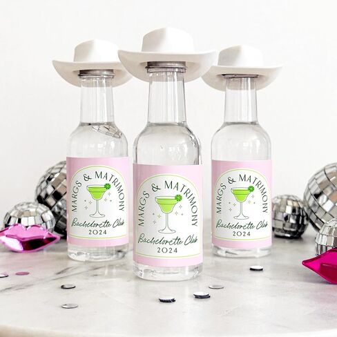 ملصقات المشروبات الكحولية لحفلات العزوبية من Margs and Matrimony - هدايا مخصصة لحفلات العزوبية، مارجريتا العازبة، المكسيك العازبة، هدايا حفلات الخطوبة، تيكيلا الزفاف (وردي) in Kuwait