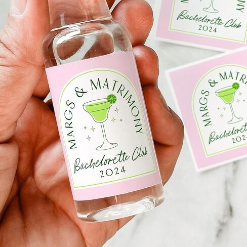 ملصقات المشروبات الكحولية لحفلات العزوبية من Margs and Matrimony - هدايا مخصصة لحفلات العزوبية، مارجريتا العازبة، المكسيك العازبة، هدايا حفلات الخطوبة، تيكيلا الزفاف (وردي) in Kuwait