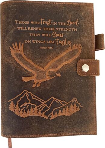 Handmade Leather Journal | Genuine Leather Rustic Notebook/Journal for Writing, Notes, Travel, Diary, Prayer, Refillable Journal, 320 Pages (Eagle - Trust In The Lord) in Saudi Arabia