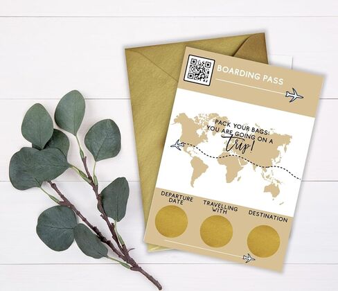 بطاقة صعود للخدش من الذهب DIY، بطاقة صعود مخصصة، بطاقة خدش، عطلة العطلات، رحلة مفاجئة، رحلة الفتيات في عطلة نهاية الأسبوع، دعوة شركة الطيران، كشف الخدش بنفسك in Kuwait