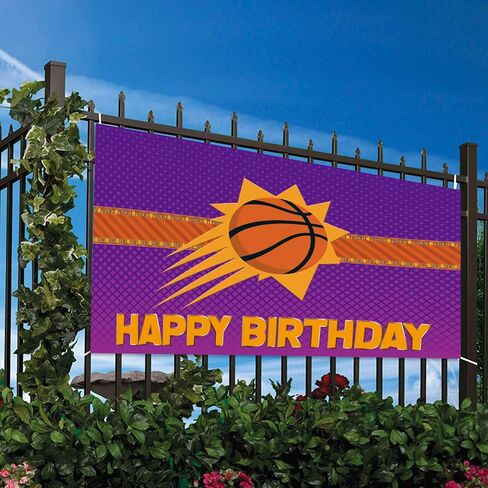 Phoenix Suns Birthday Backdrop Decorations NBA Basketball Party Supplies Basketball Birthday Photo Background for Boys Kids Girls in Home Indoor Outdoor Birthday Party Favors 5x3FT in Saudi Arabia