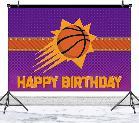 Phoenix Suns Birthday Backdrop Decorations NBA Basketball Party Supplies Basketball Birthday Photo Background for Boys Kids Girls in Home Indoor Outdoor Birthday Party Favors 5x3FT in Saudi Arabia