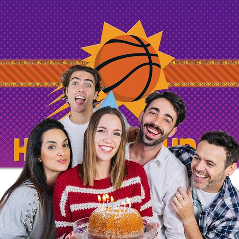 Phoenix Suns Birthday Backdrop Decorations NBA Basketball Party Supplies Basketball Birthday Photo Background for Boys Kids Girls in Home Indoor Outdoor Birthday Party Favors 5x3FT in Saudi Arabia