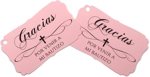 Baptism Tags - Gracias Por Venir A Mi Bautizo (Set of 40) (Baby Pink) in Saudi Arabia