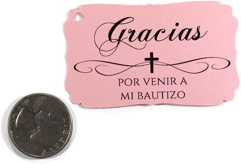 Baptism Tags - Gracias Por Venir A Mi Bautizo (Set of 40) (Baby Pink) in Saudi Arabia