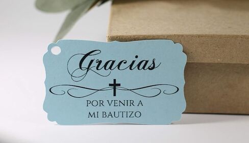 Baptism Tags - Gracias Por Venir A Mi Bautizo (Set of 40) (Baby Pink) in Saudi Arabia