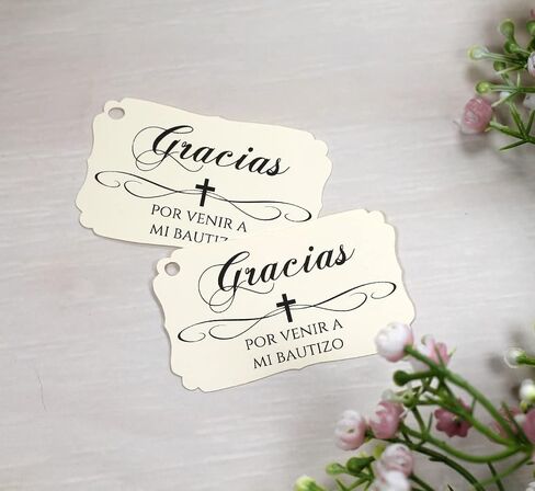 Baptism Tags - Gracias Por Venir A Mi Bautizo (Set of 40) (Baby Pink) in Saudi Arabia
