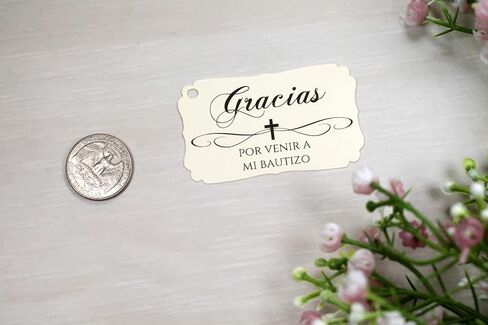Baptism Tags - Gracias Por Venir A Mi Bautizo (Set of 40) (Baby Pink) in Saudi Arabia