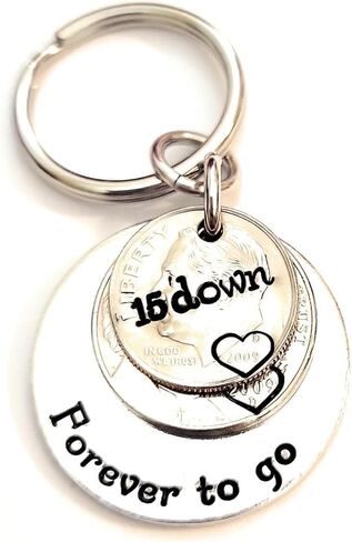 15 Years Down Forever To Go 15th Anniversary Gift 2009 Dime and Nickel Key Chain for Husband Wife in Saudi Arabia