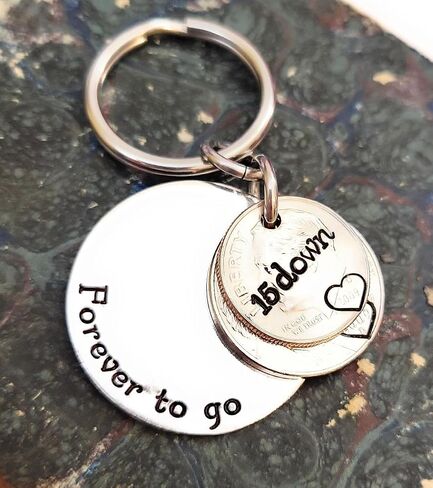 15 Years Down Forever To Go 15th Anniversary Gift 2009 Dime and Nickel Key Chain for Husband Wife in Saudi Arabia