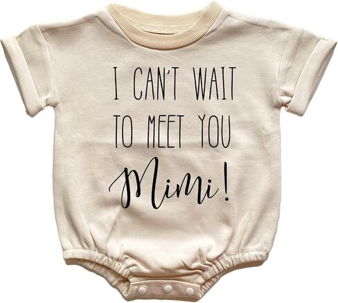 Funny Mimi Baby Bodysuit Hi Mimi I Cannot Wait To Meet You Pregnancy Reveal Fun and Cute Infant Announcement (0-6 Months, Hi Mimi-Short Sleeve Romper) in Saudi Arabia
