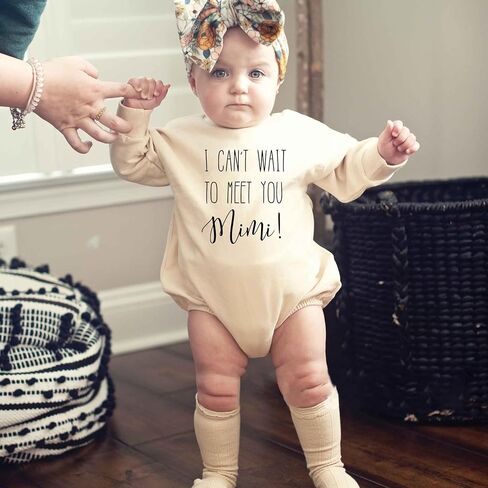 Funny Mimi Baby Bodysuit Hi Mimi I Cannot Wait To Meet You Pregnancy Reveal Fun and Cute Infant Announcement (0-6 Months, Hi Mimi-Short Sleeve Romper) in Saudi Arabia