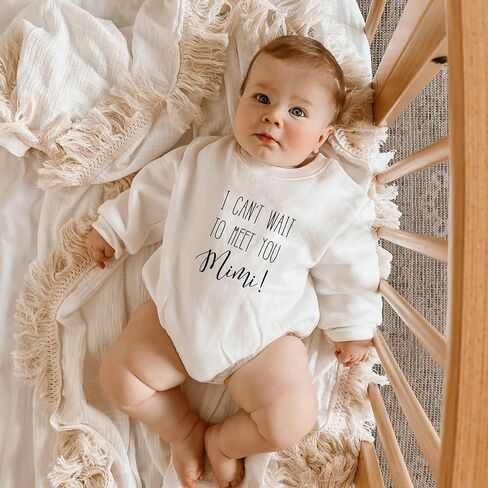 Funny Mimi Baby Bodysuit Hi Mimi I Cannot Wait To Meet You Pregnancy Reveal Fun and Cute Infant Announcement (0-6 Months, Hi Mimi-Short Sleeve Romper) in Saudi Arabia