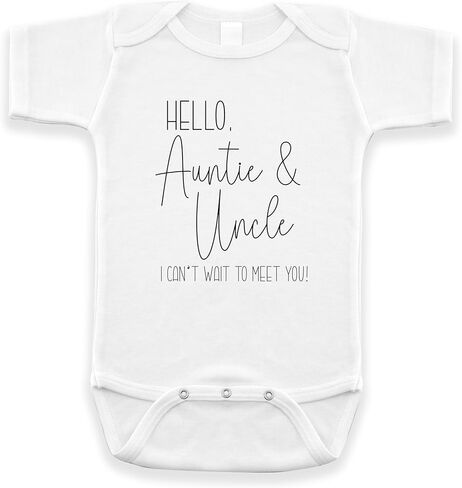New Baby Reveal for Aunt and Uncle - Pregnancy Announcement Infant Bodysuit - Surprise For Sister and Brother - Hello Auntie and Uncle I Can't Wait To Meet You (White) in Saudi Arabia
