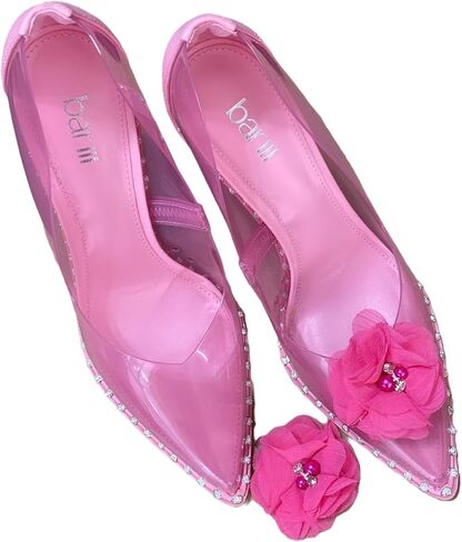 Hot Pink Detachable Chiffon and Rhinestone Flower Shoe Clips Set of 2 in Saudi Arabia