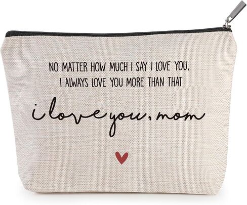 bag7, I Love You Mom, Makeup Bag, Mom Gift, Handmade Cosmetic Bag For Mom, Cosmetic Bag, Best Mom Ever Bag, Bag Gift, Linen Cotton Case Traveling Bag in Saudi Arabia