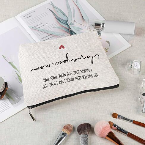 bag7, I Love You Mom, Makeup Bag, Mom Gift, Handmade Cosmetic Bag For Mom, Cosmetic Bag, Best Mom Ever Bag, Bag Gift, Linen Cotton Case Traveling Bag in Saudi Arabia