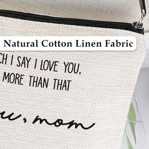 bag7, I Love You Mom, Makeup Bag, Mom Gift, Handmade Cosmetic Bag For Mom, Cosmetic Bag, Best Mom Ever Bag, Bag Gift, Linen Cotton Case Traveling Bag in Saudi Arabia