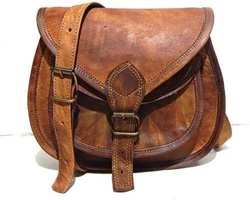 SHAKUN LEATHER JOURNAL Brown Full Grain Genuine Leather Sling Bag Handmade Womens Crossbody Sling Bag (7x9x4) in Saudi Arabia