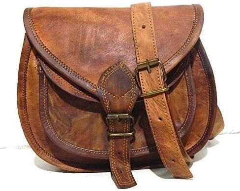 SHAKUN LEATHER JOURNAL Brown Full Grain Genuine Leather Sling Bag Handmade Womens Crossbody Sling Bag (7x9x4) in Saudi Arabia