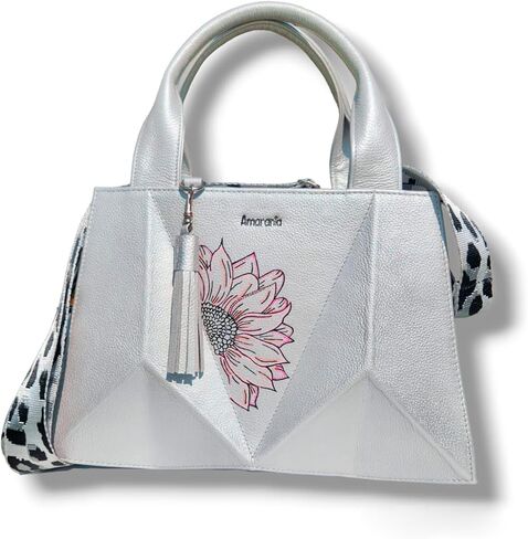 sunflower bag in guaranteed genuine leather - hand painted sunflower design - 100% Colombian bovine leather in Saudi Arabia