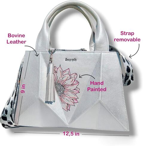 sunflower bag in guaranteed genuine leather - hand painted sunflower design - 100% Colombian bovine leather in Saudi Arabia
