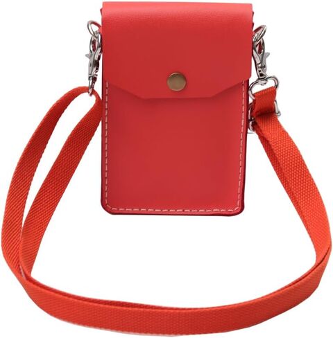 حقيبة كروس صغيرة مصنوعة يدوياً لحقيبة كتف صغيرة للنساء مع أحزمة كتف قابلة للتعديل وحقيبة صغيرة مناسبة للعمل والسفر وحقائب الهاتف المحمول (برتقالي أحمر) in Kuwait