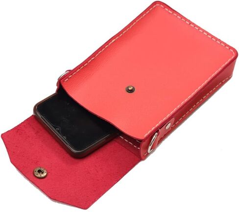 حقيبة كروس صغيرة مصنوعة يدوياً لحقيبة كتف صغيرة للنساء مع أحزمة كتف قابلة للتعديل وحقيبة صغيرة مناسبة للعمل والسفر وحقائب الهاتف المحمول (برتقالي أحمر) in Kuwait