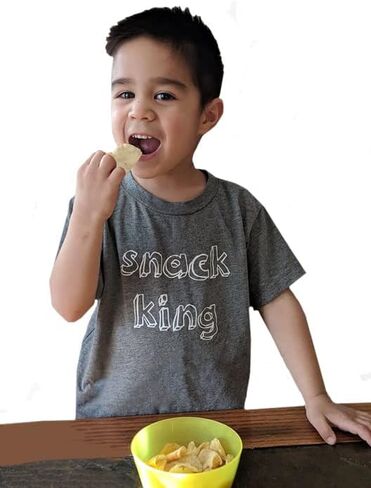 Snack King، Snack Queen - قميص مضحك لمحبي الطعام للأطفال الصغار، ملابس العودة إلى المدرسة (3T، Snack King، أسود) in Saudi Arabia