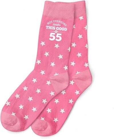 55th Birthday Gift Pattern Socks Women's Funny Present Keepsake for 55 Year Old Size 4 – 7 (Stars) in Saudi Arabia