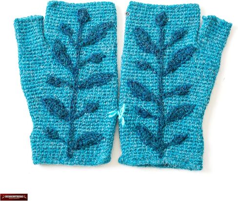Peruvian Handmade 100% Alpaca Fingerless Mitts for Women Unique gifts for her, mom | Alpaca Climbing Vine Mittens crochet pattern for Ladies in Saudi Arabia