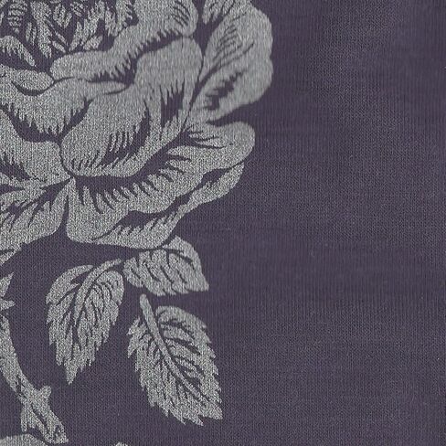 Purple Rose 100% Merino Wool Fingerless Gloves, Hand Printed with Dark Silver Floral, Designed by Kate Watts, Made in New Zealand in Saudi Arabia