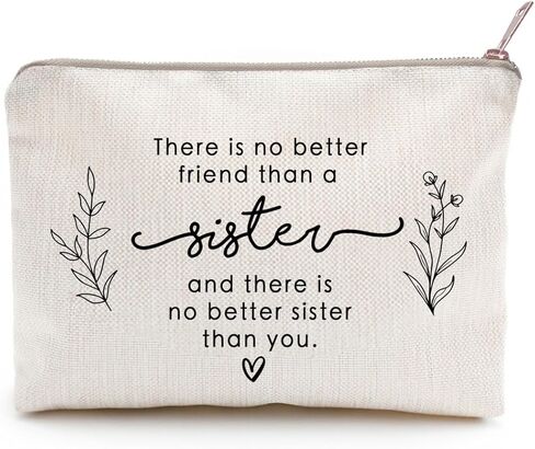 Gifts For Sisters Makeup Case For Sister, to Best Friend, Friend Gift, There's No Better Friend Than A Sister, Travel Bag, Women Gifts, Sisters Gifts, Linen Cotton Bag, Christmas Gift, Birthday Gift in Kuwait