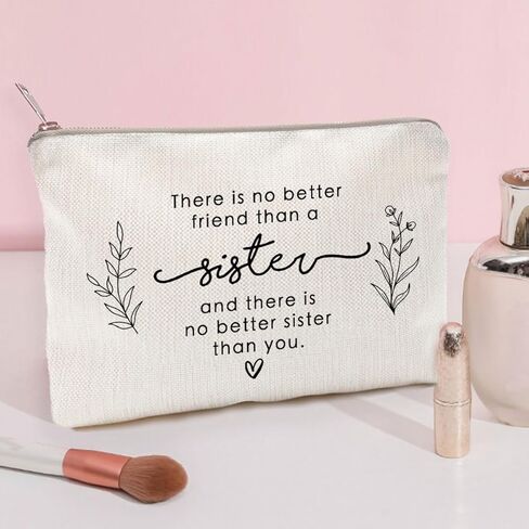 Gifts For Sisters Makeup Case For Sister, to Best Friend, Friend Gift, There's No Better Friend Than A Sister, Travel Bag, Women Gifts, Sisters Gifts, Linen Cotton Bag, Christmas Gift, Birthday Gift in Kuwait