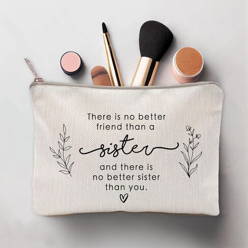 Gifts For Sisters Makeup Case For Sister, to Best Friend, Friend Gift, There's No Better Friend Than A Sister, Travel Bag, Women Gifts, Sisters Gifts, Linen Cotton Bag, Christmas Gift, Birthday Gift in Kuwait