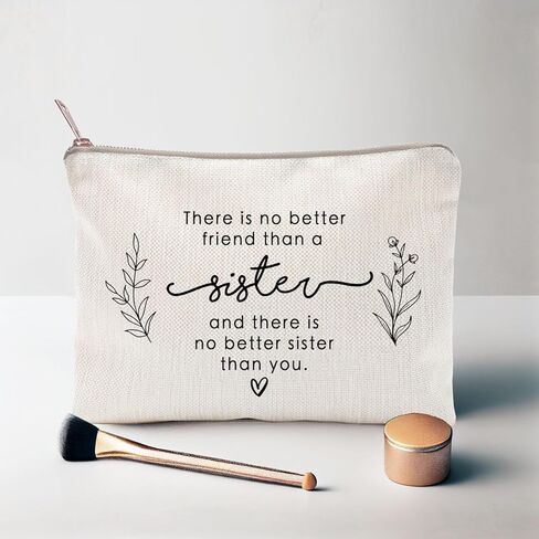 Gifts For Sisters Makeup Case For Sister, to Best Friend, Friend Gift, There's No Better Friend Than A Sister, Travel Bag, Women Gifts, Sisters Gifts, Linen Cotton Bag, Christmas Gift, Birthday Gift in Kuwait