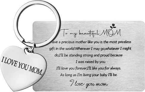 Engraved Wallet Love Note,Mom Gifts,Mothers Day gift,Keychain,Metal Wallet Card to Mom,Mom Keychain,Birthday Gifts For Mom,Mothers Day Gifts from Son,Wallet Insert Card Gift,Gifts for Mom in Saudi Arabia