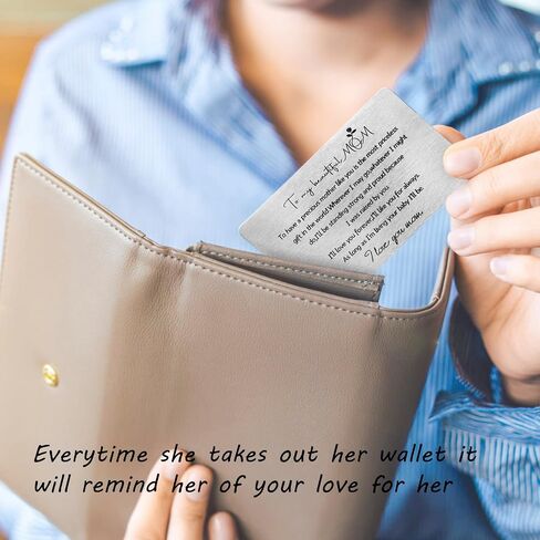 Engraved Wallet Love Note,Mom Gifts,Mothers Day gift,Keychain,Metal Wallet Card to Mom,Mom Keychain,Birthday Gifts For Mom,Mothers Day Gifts from Son,Wallet Insert Card Gift,Gifts for Mom in Saudi Arabia
