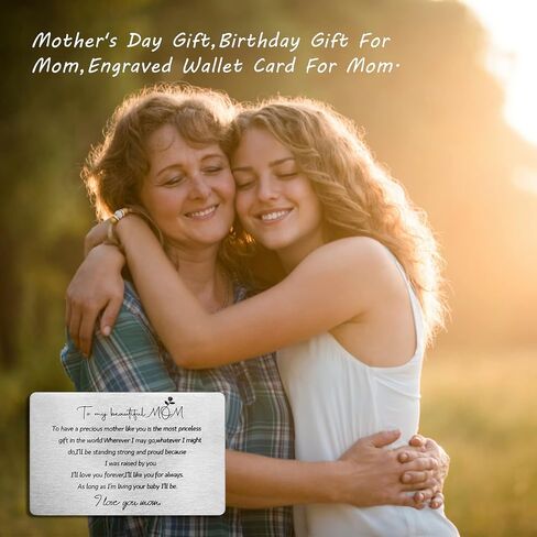 Engraved Wallet Love Note,Mom Gifts,Mothers Day gift,Keychain,Metal Wallet Card to Mom,Mom Keychain,Birthday Gifts For Mom,Mothers Day Gifts from Son,Wallet Insert Card Gift,Gifts for Mom in Saudi Arabia